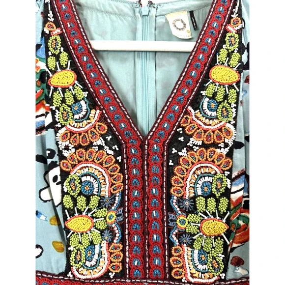 Anthropologie Akemi + Kin Beaded Midi Dress Maximalist Bohemian Hippie Boho 6 - Picture 3 of 11